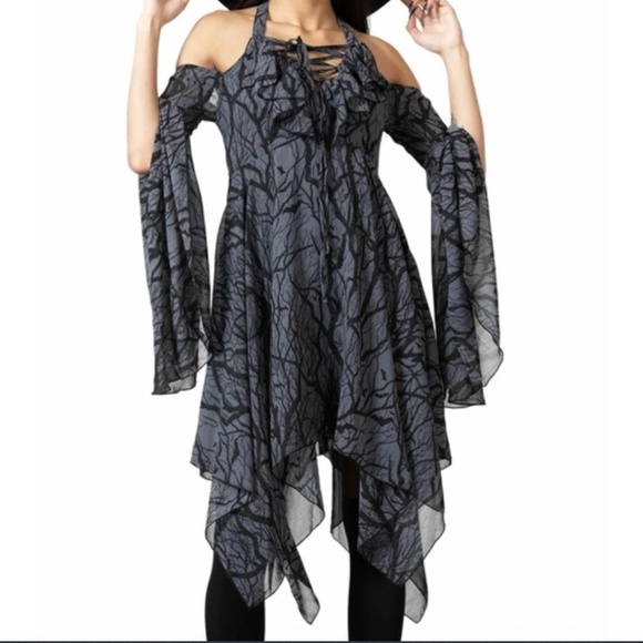 Killstar Women Woodland Witch Dress WhimsiGoth Witchy XL (Juniors) Sheer Spooky - Picture 2 of 16